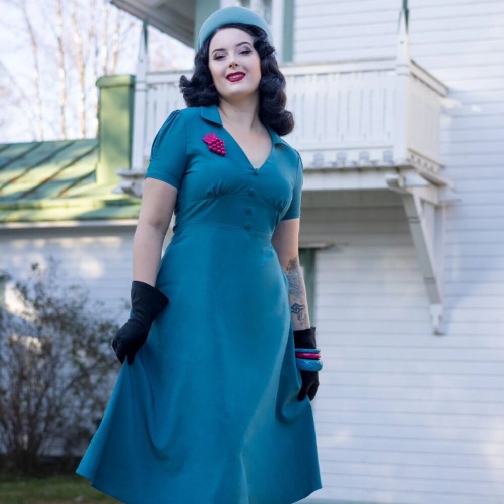 NWT - SeventyOne Boutique -1940's  vintage style Teal Dress